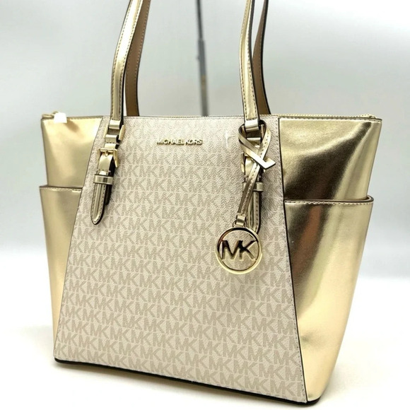 Michael Kors Large Charlotte TZ Tote Bag Gold (NWT)